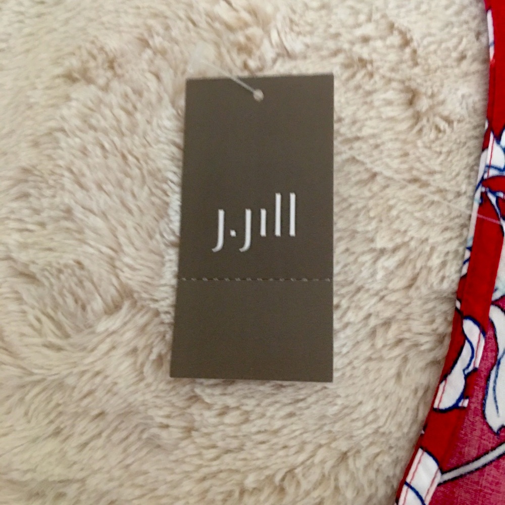 j.Jill  Long red and white floral maxi dress with pockets.